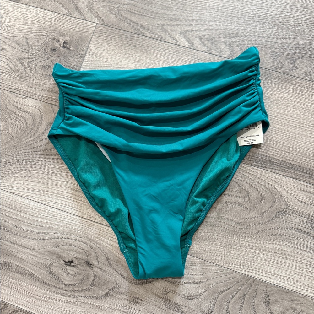 Lauren Ralph Lauren Women's Shirred High Waist Swim Bottom Size 10‎ NWT